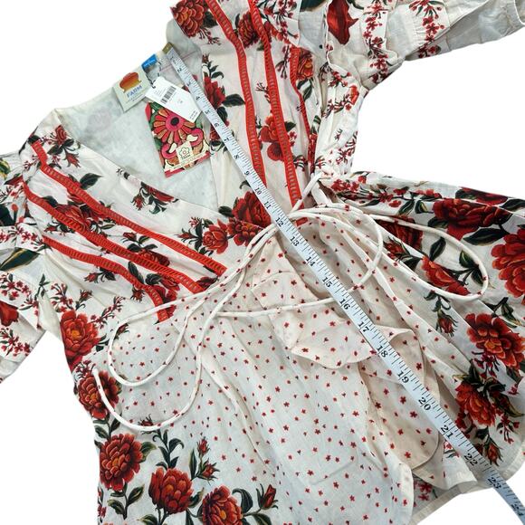 Farm Rio x Anthropologie Women's Floral Wrap Blouse Size M - Picture 5 of 9